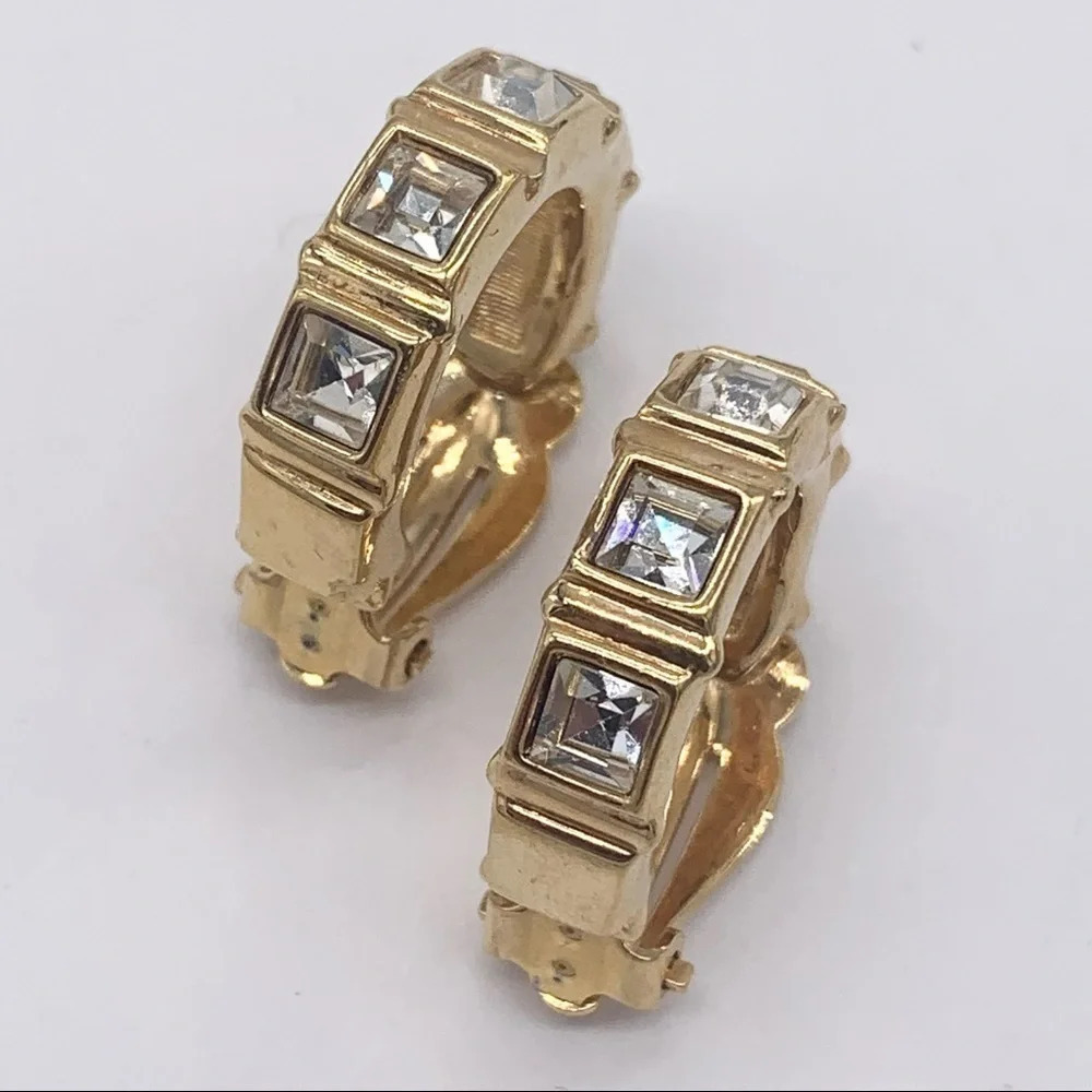 Swarovski Crystal Gold Hoop Earrings - Picture 2 of 4